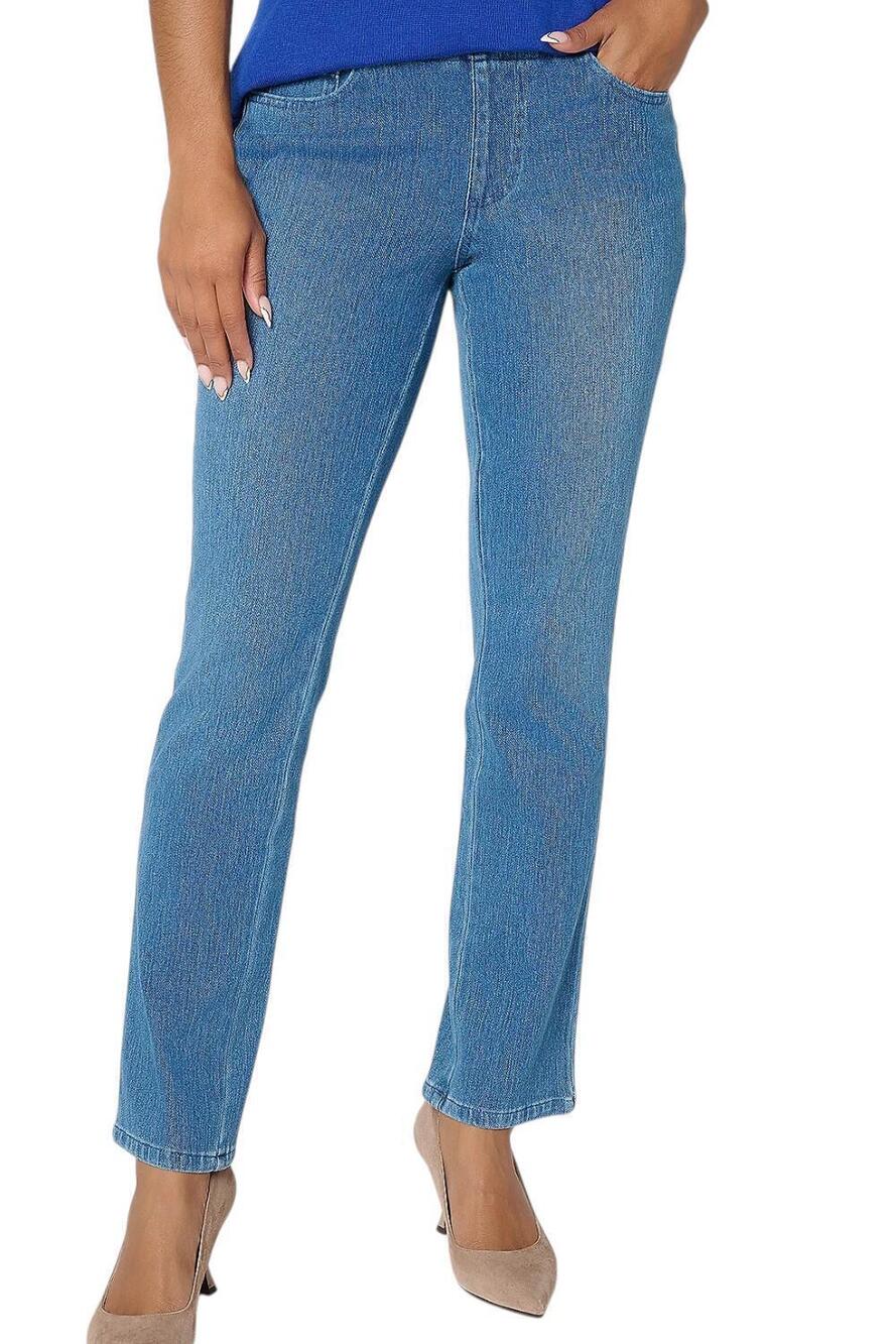 Belle by Kim Gravel Women's Flexibelle Straight-Leg Jeans Medium Wash - Petite